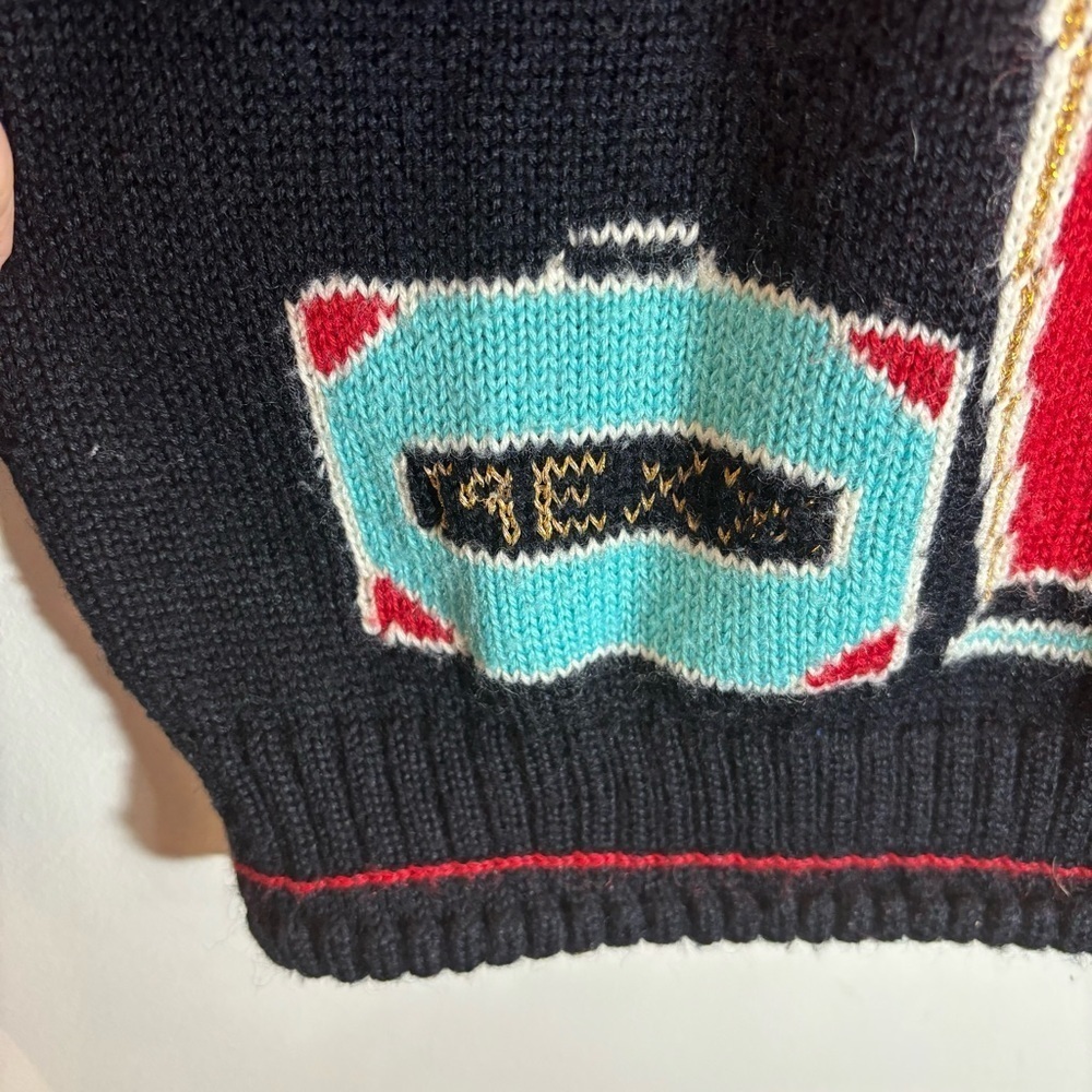 MEXX Sz L Bell Boy Travel Suitcase Wool Blend Short Rolled Neckline Sweater - Picture 2 of 8